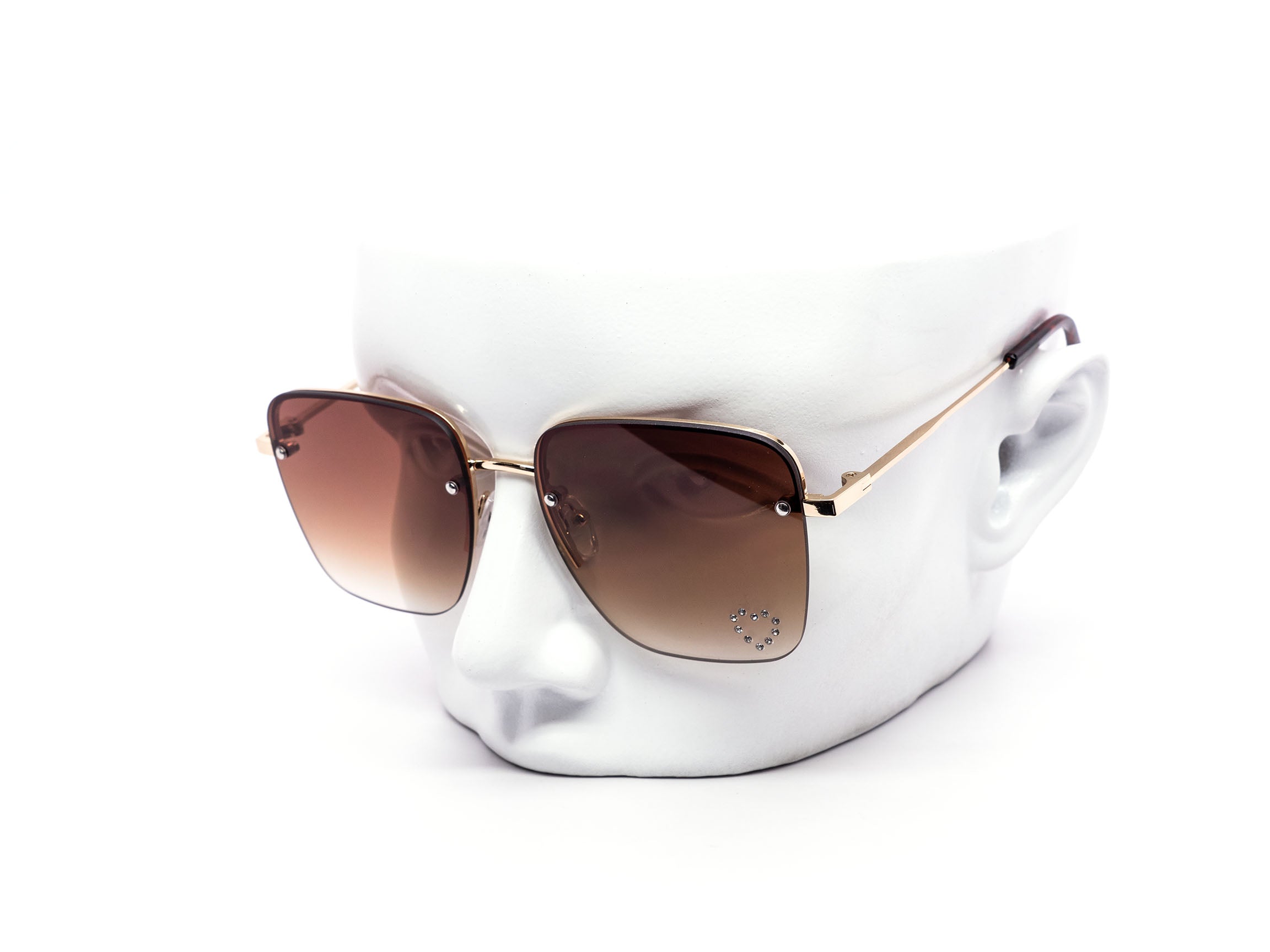 12 Pack: Oversized Rimless Rhinestone Heart Wholesale Sunglasses