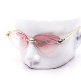 12 Pack: Fierce Rimless Cat-Eye Sunglasses Leopard Accented Wholesale Sunglasses
