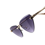 12 Pack: Fierce Rimless Cat-Eye Sunglasses Leopard Accented Wholesale Sunglasses