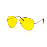 12 Pack: All Yellow Oversized Metal Aviator Wholesale Sunglasses