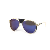12 Pack: Elegant Color Mirror Leather Cover Aviator Wholesale Sunglasses