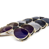 12 Pack: Elegant Color Mirror Leather Cover Aviator Wholesale Sunglasses