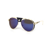12 Pack: Elegant Color Mirror Leather Cover Aviator Wholesale Sunglasses