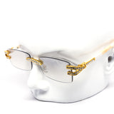 12 Pack: Rhinestone Infused Rimless Rectangular Wholesale Sunglasses