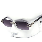 12 Pack: Rhinestone Infused Rimless Rectangular Wholesale Sunglasses