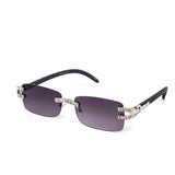 12 Pack: Rhinestone Infused Rimless Rectangular Wholesale Sunglasses
