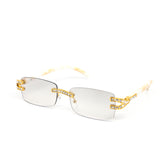 12 Pack: Rhinestone Infused Rimless Rectangular Wholesale Sunglasses