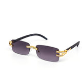 12 Pack: Rhinestone Infused Rimless Rectangular Wholesale Sunglasses