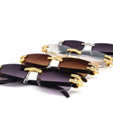 12 Pack: Rhinestone Infused Rimless Rectangular Wholesale Sunglasses