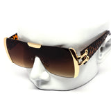 12 Pack: Semi-rimless Oversized Gold Accent Crosshatch Wholesale Sunglasses