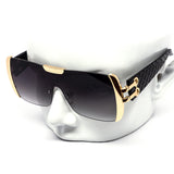12 Pack: Semi-rimless Oversized Gold Accent Crosshatch Wholesale Sunglasses