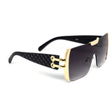 12 Pack: Semi-rimless Oversized Gold Accent Crosshatch Wholesale Sunglasses