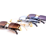 12 Pack: Rimless Miter-cut Wildcat Metal Gradient Wholesale Sunglasses
