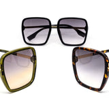12 Pack: Minimal Oversized Square Gold Bar Wholesale Sunglasses