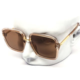 12 Pack: Minimal Oversized Square Gold Bar Wholesale Sunglasses