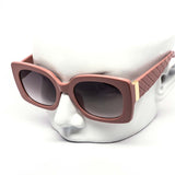 12 Pack: Chunky Square Fashion Cross-Hatched Gold Accent Wholesale Sunglasses