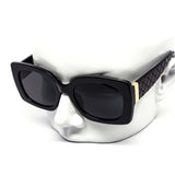 12 Pack: Chunky Square Fashion Cross-Hatched Gold Accent Wholesale Sunglasses