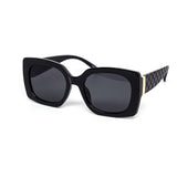 12 Pack: Chunky Square Fashion Cross-Hatched Gold Accent Wholesale Sunglasses
