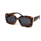 12 Pack: Chunky Square Fashion Cross-Hatched Gold Accent Wholesale Sunglasses