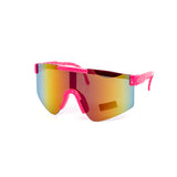 12 Pack: Kids Splatter Oversized Sports Shield Burnt Mirror Wholesale Sunglasses