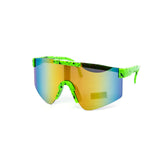 12 Pack: Kids Splatter Oversized Sports Shield Burnt Mirror Wholesale Sunglasses