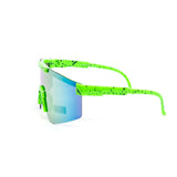 12 Pack: Kids Splatter Oversized Sports Shield Burnt Mirror Wholesale Sunglasses