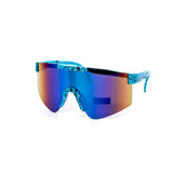 12 Pack: Kids Splatter Oversized Sports Shield Burnt Mirror Wholesale Sunglasses