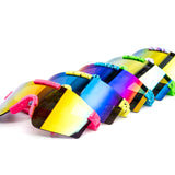 12 Pack: Kids Splatter Oversized Sports Shield Burnt Mirror Wholesale Sunglasses