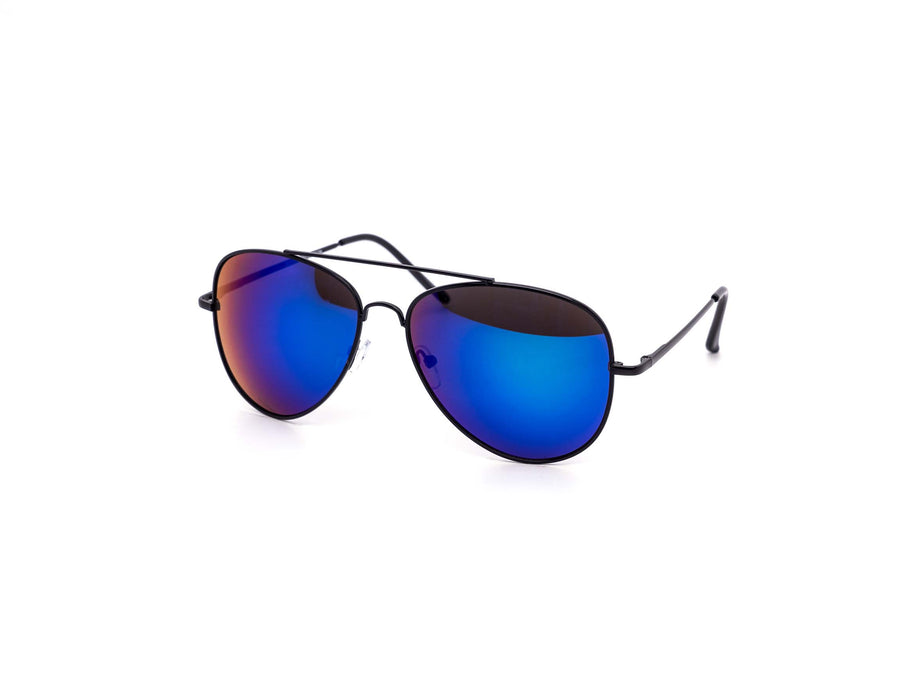 12 Pack: Classy All Black Burnt Mirror Aviator Wholesale Sunglasses