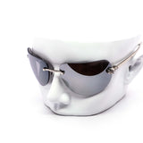 12 Pack: Oversized Rimless Feline Crest Wholesale Fashion Sunglasses