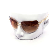 12 Pack: Oversized Rimless Feline Crest Wholesale Fashion Sunglasses