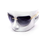 12 Pack: Oversized Rimless Feline Crest Wholesale Fashion Sunglasses