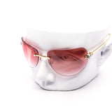 12 Pack: Oversized Rimless Feline Crest Wholesale Fashion Sunglasses