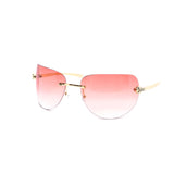 12 Pack: Oversized Rimless Feline Crest Wholesale Fashion Sunglasses