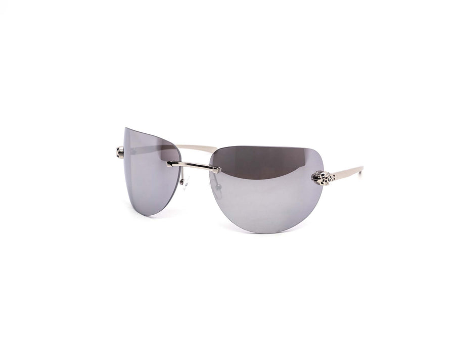 12 Pack: Oversized Rimless Feline Crest Wholesale Fashion Sunglasses