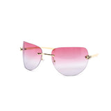 12 Pack: Oversized Rimless Feline Crest Duotone Wholesale Fashion Sunglasses