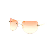 12 Pack: Oversized Rimless Feline Crest Duotone Wholesale Fashion Sunglasses