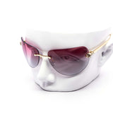 12 Pack: Oversized Rimless Feline Crest Duotone Wholesale Fashion Sunglasses