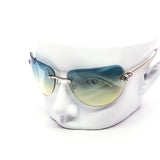 12 Pack: Oversized Rimless Feline Crest Duotone Wholesale Fashion Sunglasses