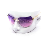 12 Pack: Oversized Rimless Feline Crest Duotone Wholesale Fashion Sunglasses