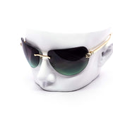 12 Pack: Oversized Rimless Feline Crest Duotone Wholesale Fashion Sunglasses