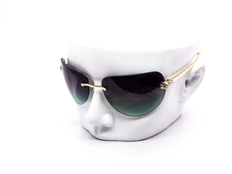 12 Pack: Oversized Rimless Feline Crest Duotone Wholesale Fashion Sunglasses