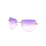 12 Pack: Oversized Rimless Feline Crest Duotone Wholesale Fashion Sunglasses