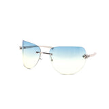 12 Pack: Oversized Rimless Feline Crest Duotone Wholesale Fashion Sunglasses