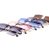 12 Pack: Slick Trapezoid Rimless Gradient Wholesale Sunglasses