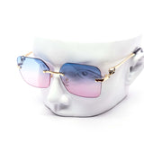 12 Pack: Oversized Rimless Bunny Lock Gradient Wholesale Sunglasses