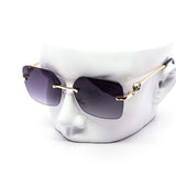 12 Pack: Oversized Rimless Bunny Lock Gradient Wholesale Sunglasses