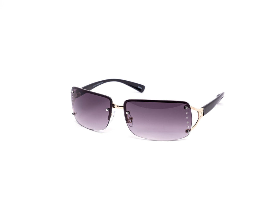 12 Pack: Rimless Grandeur Rhinestone Color Gradient Wholesale Sunglasses