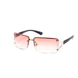 12 Pack: Rimless Grandeur Rhinestone Color Gradient Wholesale Sunglasses