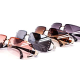 12 Pack: Rimless Grandeur Rhinestone Color Gradient Wholesale Sunglasses